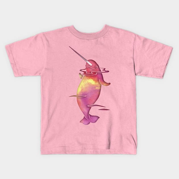 Peach Sea Narwhal Kids T-Shirt by ferinefire